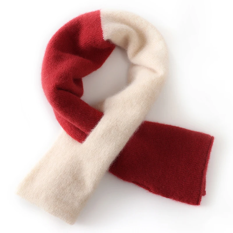 

A-Class 100% Pure Cashmere Scarf For Women Color Blocked Perforated Scarf Light Luxury Warm Solid Color Suitable For All Seasons