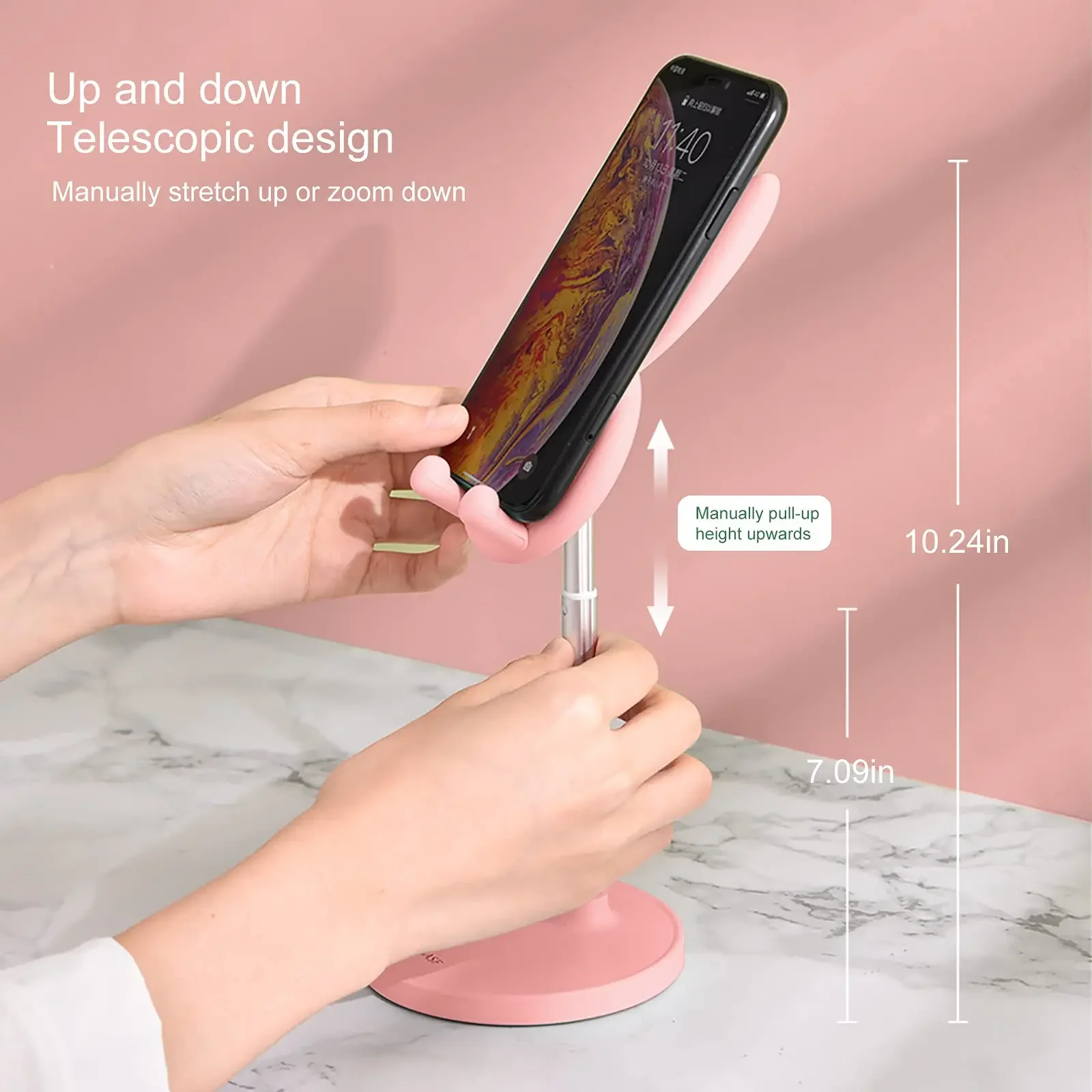 Cute Rabbit Ears Mobile Phone Holder Lift Adjustable Desktop Mobile Phone Tablet Ipad Stand Selfie Live Multifunctional Bracket