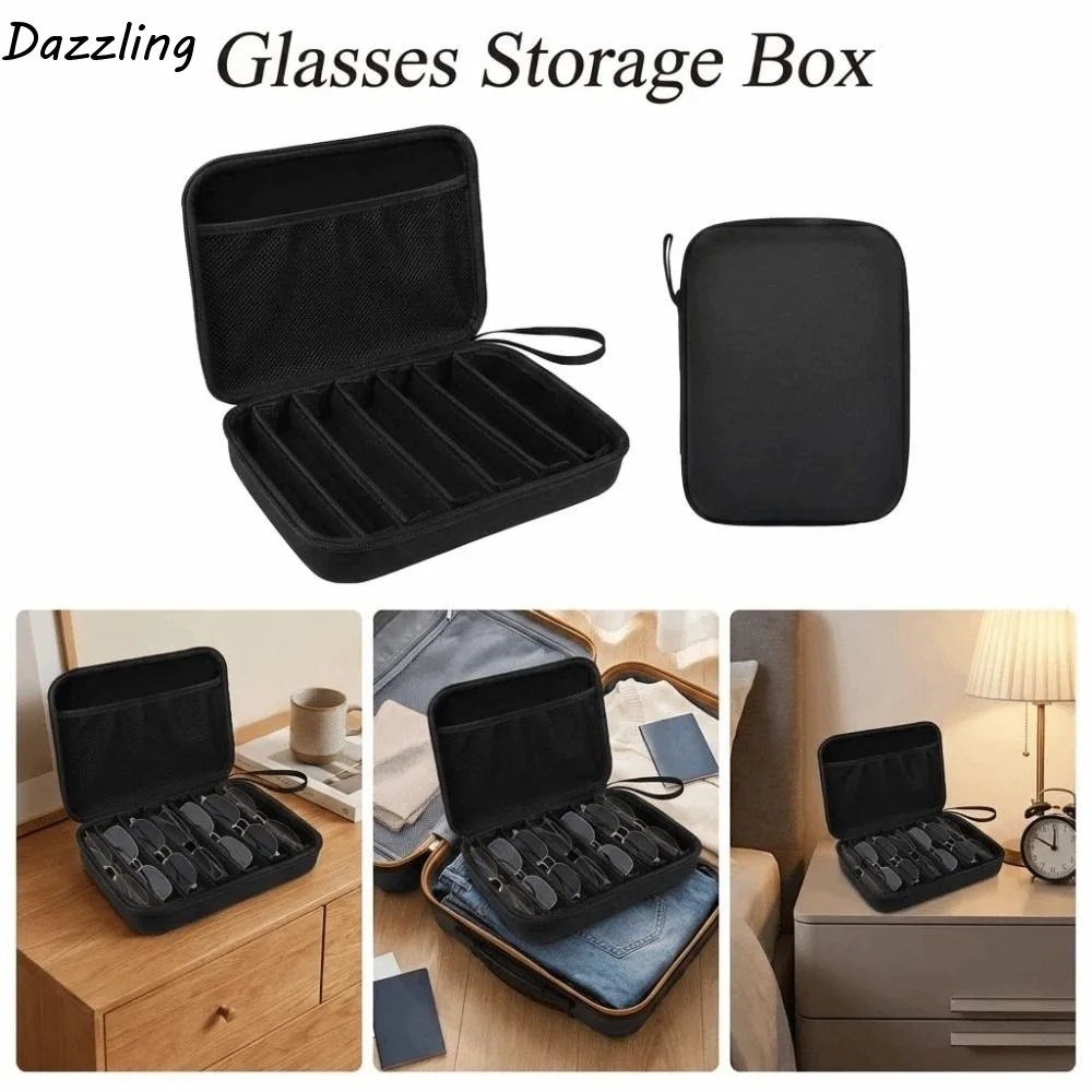 

Коробка для хранения очков с 6/7 отделениями, водонепроницаемый пылезащитный чехол для солнцезащитных очков, многофункциональный органайзер для очков с защитой от падения