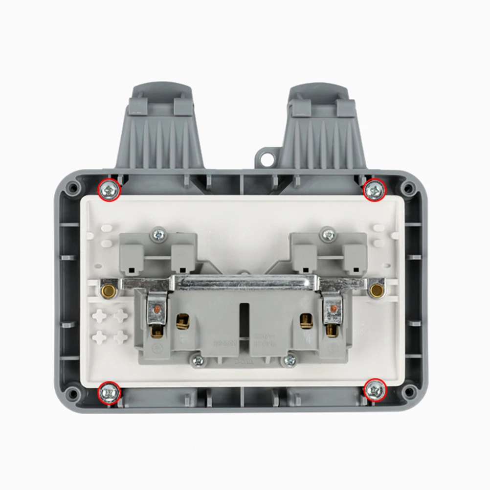 

6 Holes Ip66 Waterproof Outdoor Wall Power Socket 2 Jack Ports Electrical Socket With Cover Uk Plug For Laptop Tablet Charging