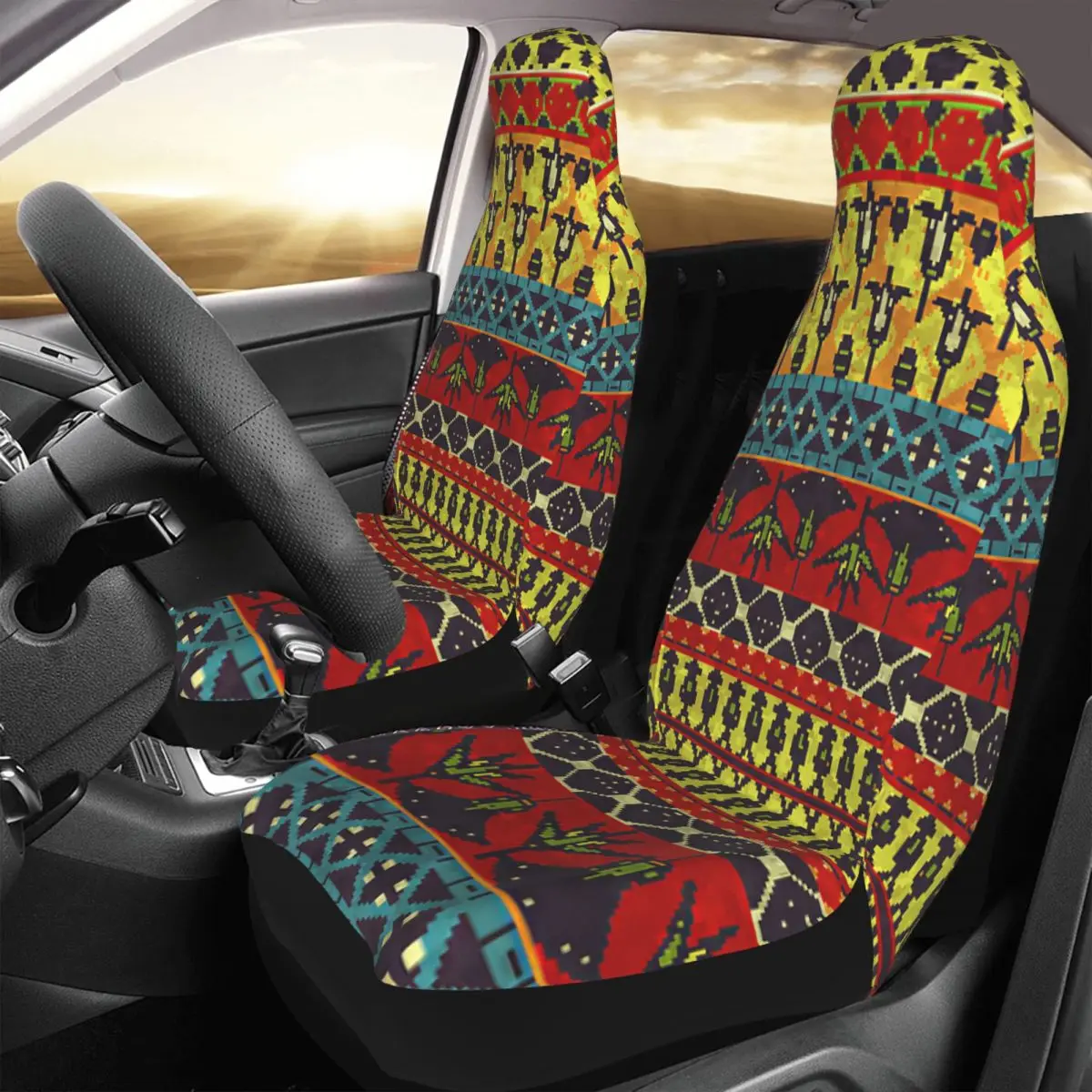 Ancient Egyptian Ornament Tribal Car Seat Cover Custom Printing Universal Front Protector Accessories Cushion Set