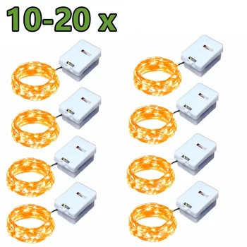 LED 스트링 구리 실버 와이어 화환 조명, 방수 요정 조명, 크리스마스 웨딩 파티 장식, 배터리 포함, 20x