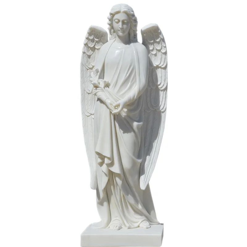 Modern Beautiful Angel Marble Statue Hand Carved Outdoor & Indoor Decoration