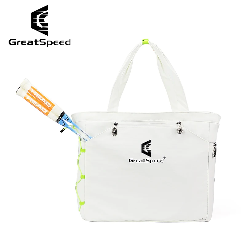 2026 GreatSpeed Unisex Tennis Racquet Tote Bag White Portable Badminton Squash Tennis Bag Professional Tennis Sport Shoulder Bag