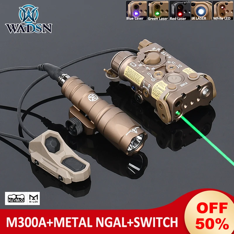 Wadsn L3 NGAL Full Metal Red Green Blue IR Laser Tactical M300A Flashlight Ngal Strobe White LED Light UNAxon Mod Button Switch