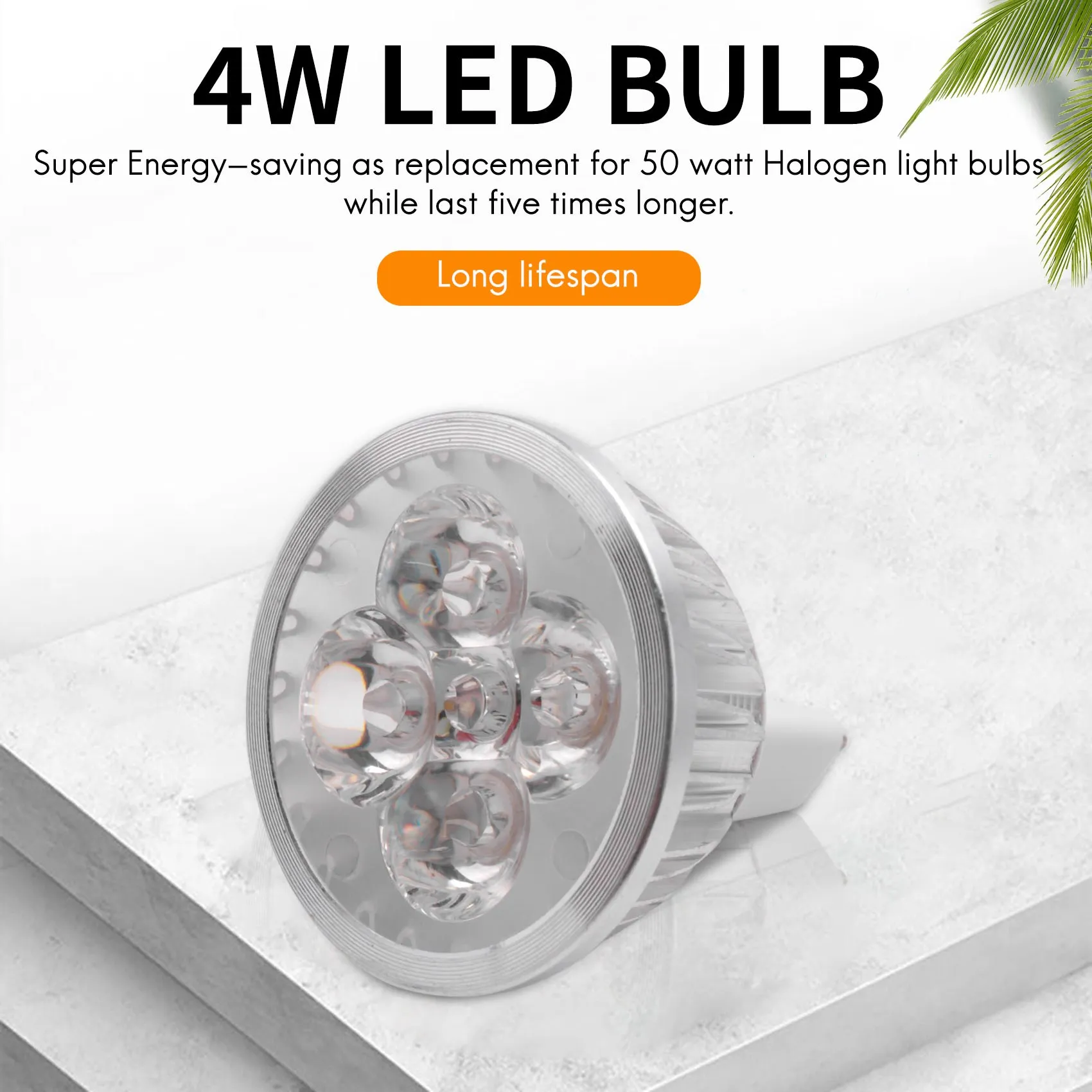 4W Dimmable MR16 LED Bulb/3200K Warm White LED Spotlight/50 Watt Equivalent Bi Pin GU5.3 Base/330 Lumen 60 Degree Beam Angle for