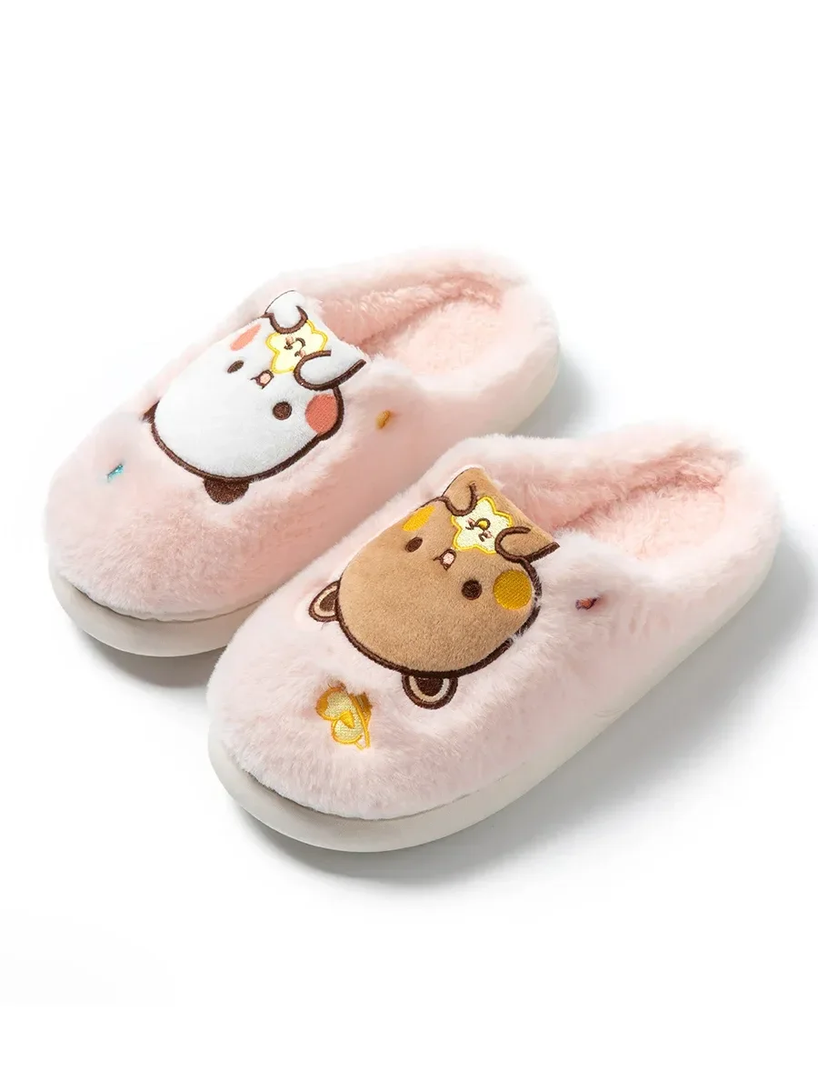 Cartoon Yier Mitao Panda Bubu Dudu Plush Slipper Cute Bear Warm Thickened Slipper PVC Nonslip Kawaii Winter Home Slipper