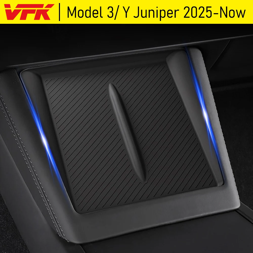 VFK for 2025 2026 Tesla Model Y Juniper Model 3 Anti-skid Pad Wireless Charging Pad Car Phone Non-slip Charge Mat Protective Mat