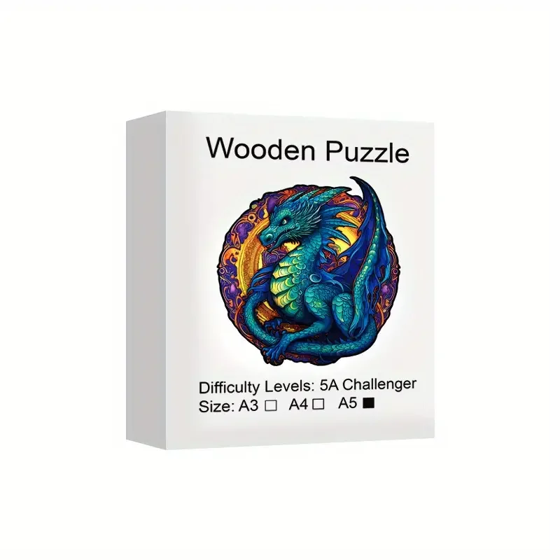 Dragon King Wooden Jigsaw Puzzle, Uniquely Irregular Animal Shaped Wooden Stress Relief Toy