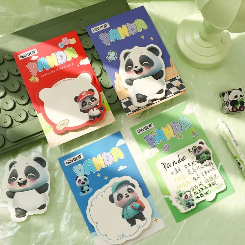 8Pcs Index Tabs 50 Sheets Panda Sticky Notes Thickened 4 Model Self-Adhesive Memo Removable Square Memo Pad Stationery