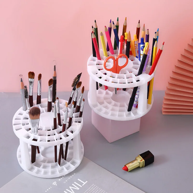 

Multifunctional 49frames Large Capacity Makeup Brush Organizer Multi Hole Convenient Desk Organizer Plastic Storage Pen Holder