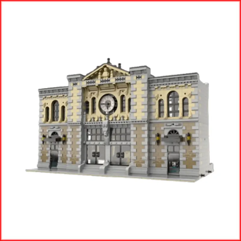 

Spot MOC-85866 4236pcs Medieval Modular Central Railway Station Small Particle Assembly Building Blocks Educational Toy Model Gi