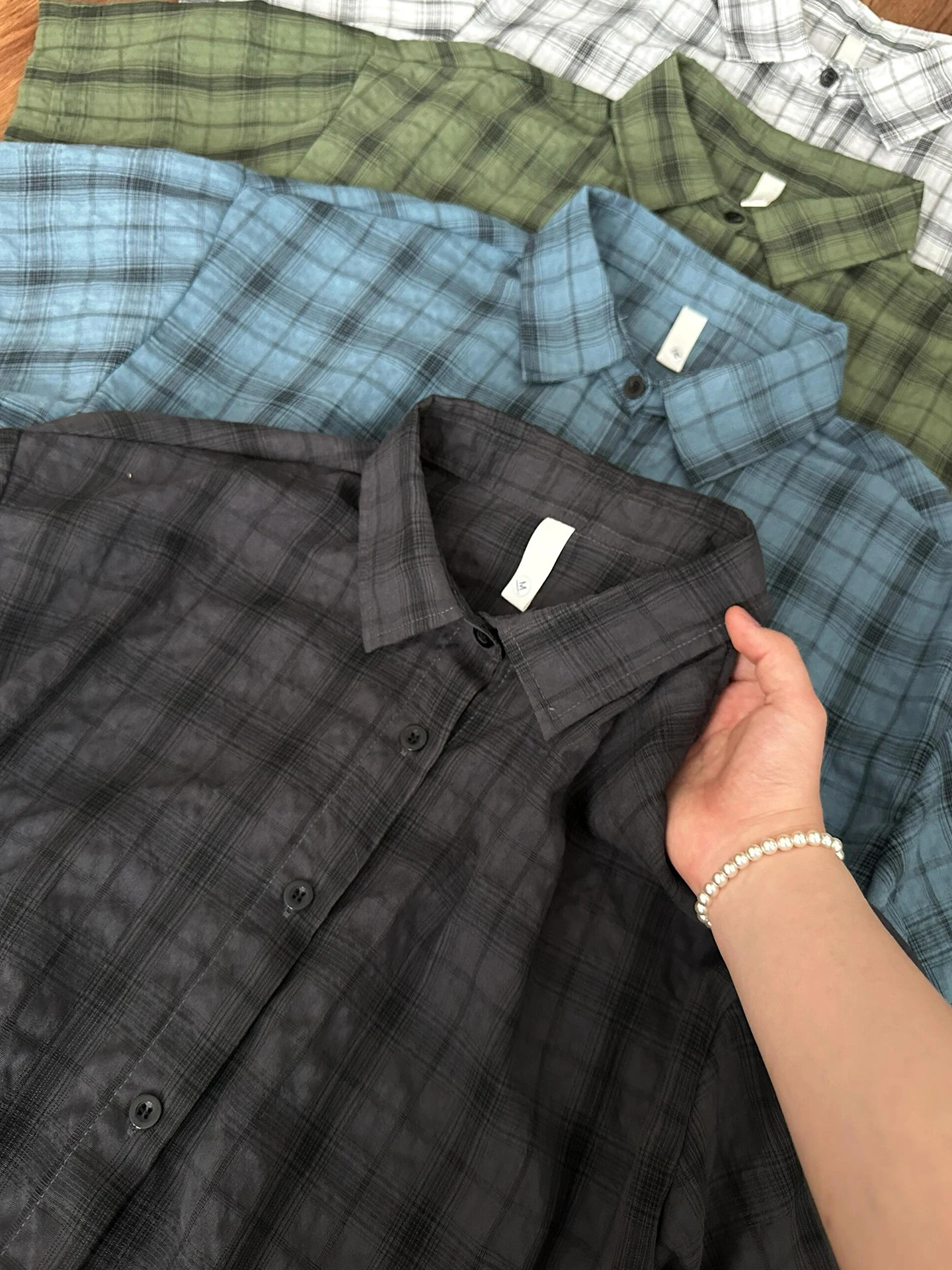 

Lightweight Loose Plaid irt Men's Summer Thin Breathable f Sve High End Feeling Five Sve irt ort Sve Chee...