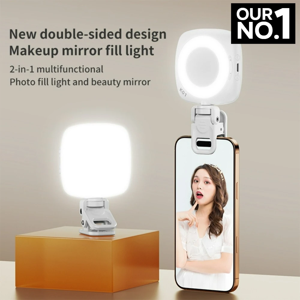 

Fill Light Adjustable Tri color Mini Beauty Mobile Phone Handheld Rotating Folding Portable Selfie Video Camera Phone Fill Light