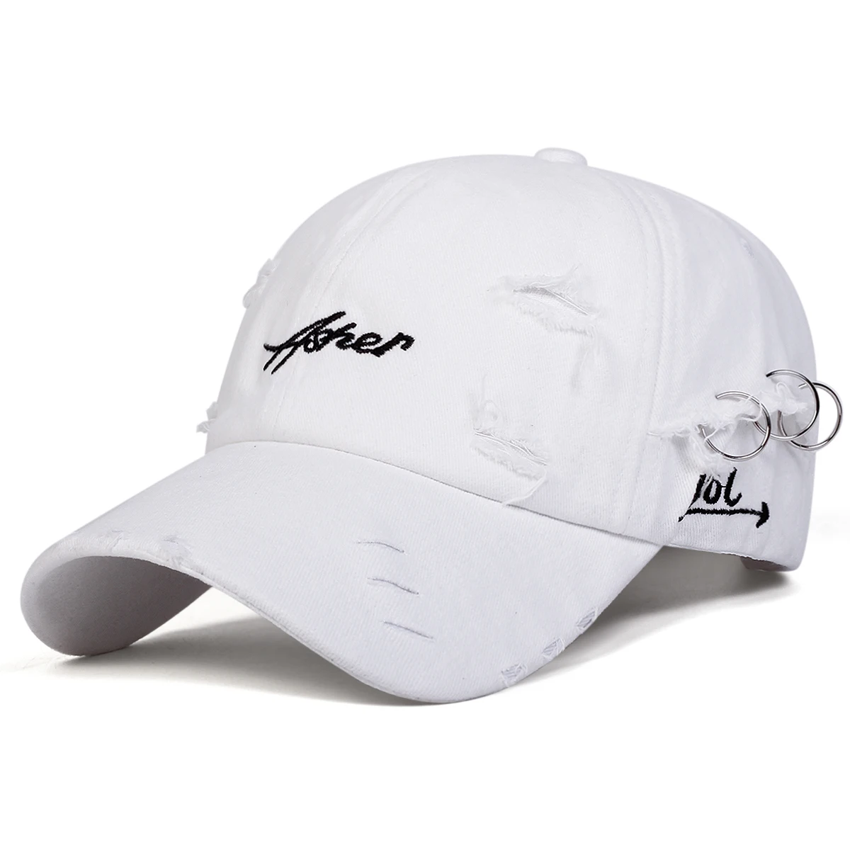 Unisex Asher Stickerei Loch-Eisenring Baseballkappen Frühling Herbst Outdoor Sonnenschutz Hut Verstellbare Lässige Trucker-Mützen – Detail 5