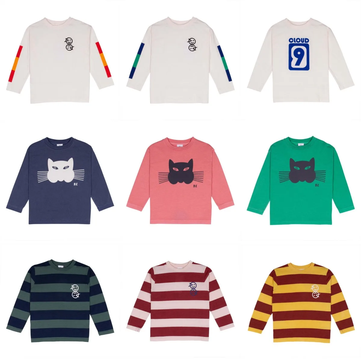 

kids boys t shirts 24aw wyn toddler kids girls cute print striped long sleeve cotton tees children tops