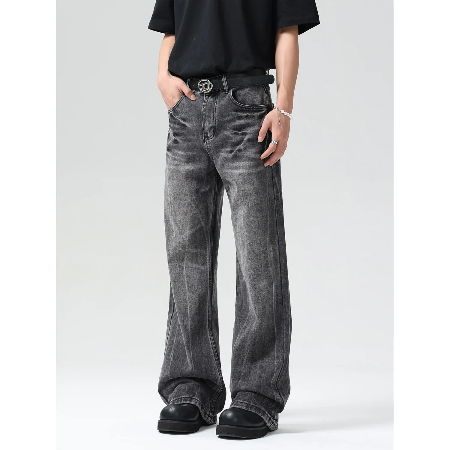 

Лето 2022, новые старые потертые широкие джинсы в американском стиле ретро, мужские свободные прямые брюки