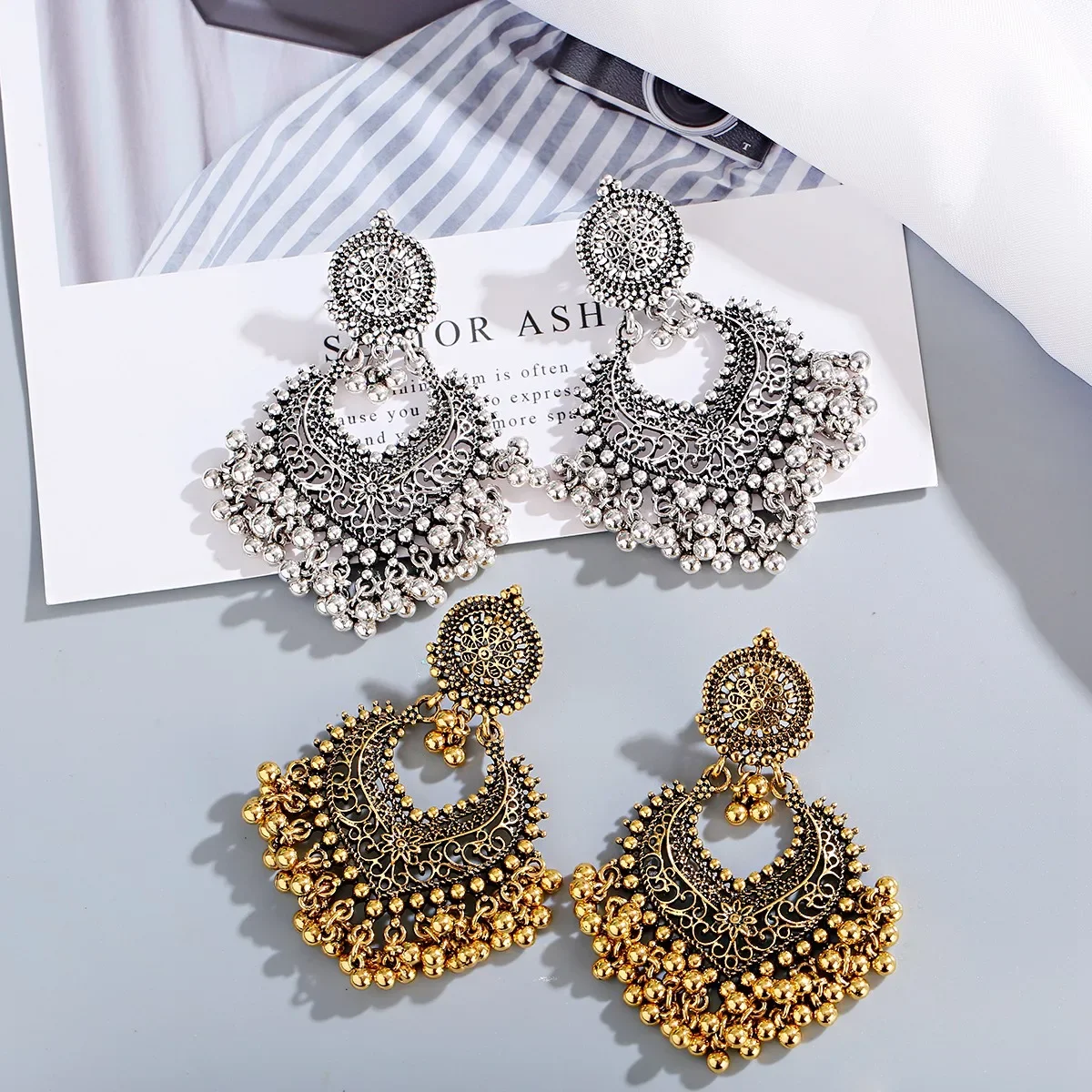 

2023 Vintage Metal Big Earrings for Women Gold And Silver Color Geometric Statement Fashion Jewelry Earring