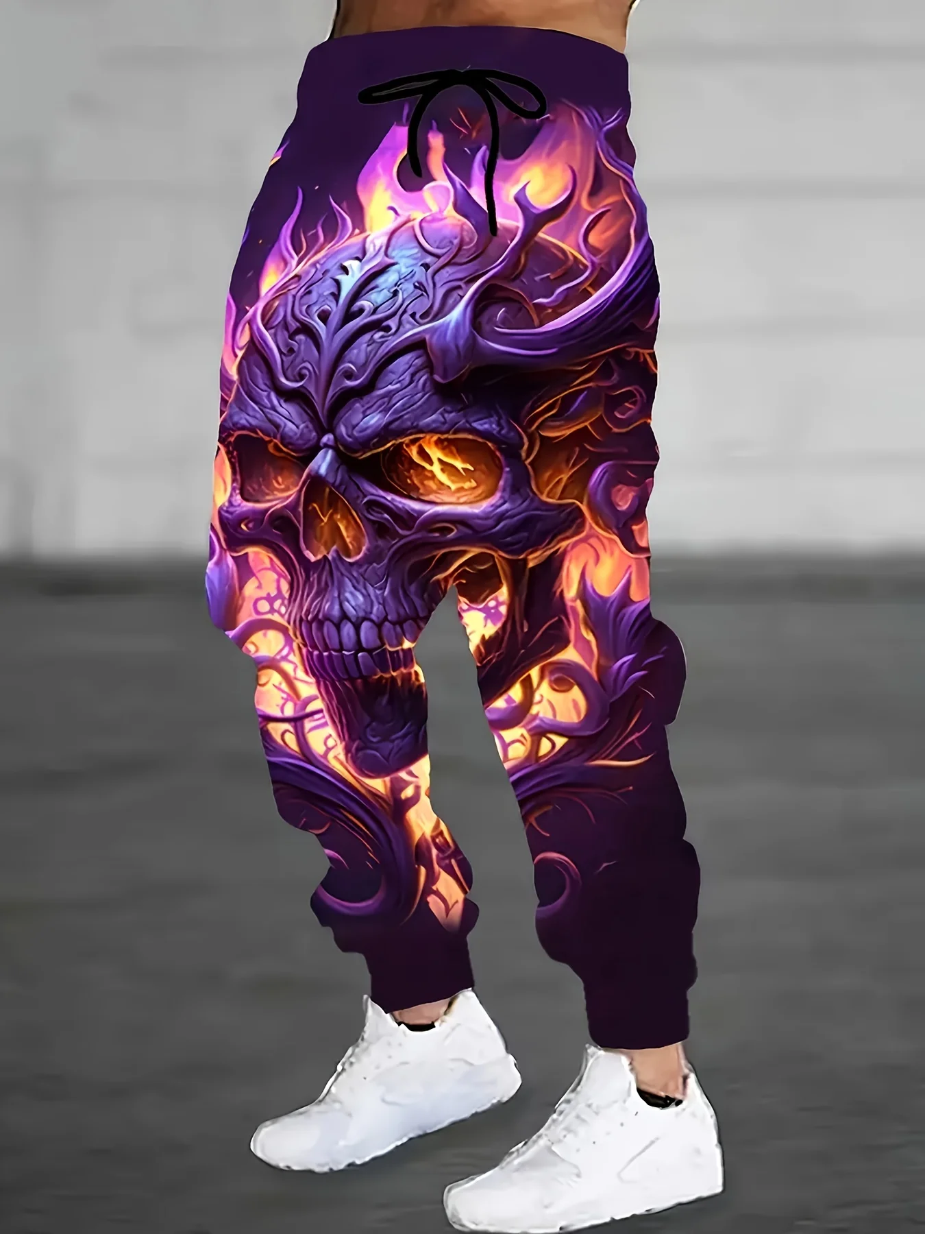 

Креативные уличные брюки с принтом черепа, мужские спортивные штаны с боковыми карманами и эластичными шнурками, брюки для бега для мужчин, повседневные брюки, осень