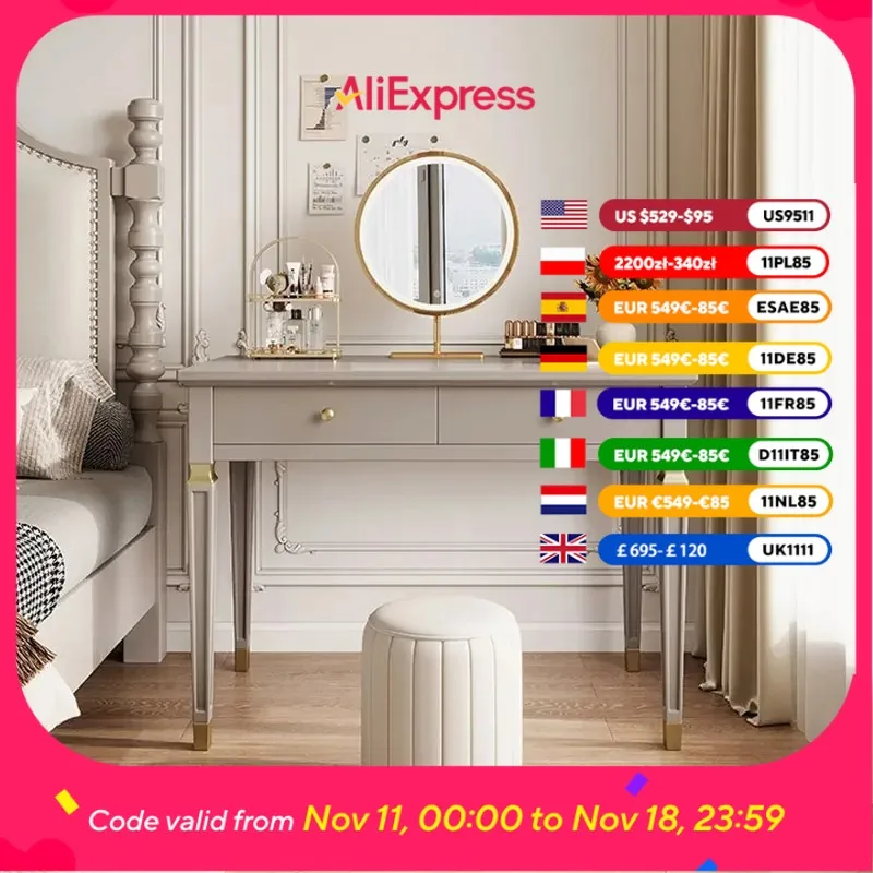

Full Set Storage Vanity Table Wooden Aesthetic Space Saving Europa Dresser Organizer Luxury Meuble Coiffeuse Bedroom Furniture