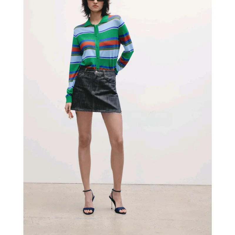 

Новое летнее женское трикотажное пальто irt Ne Long Sve ort, дизайн в полоску, повседневное свободное платье для поездок на работу, полиэфирное волокно