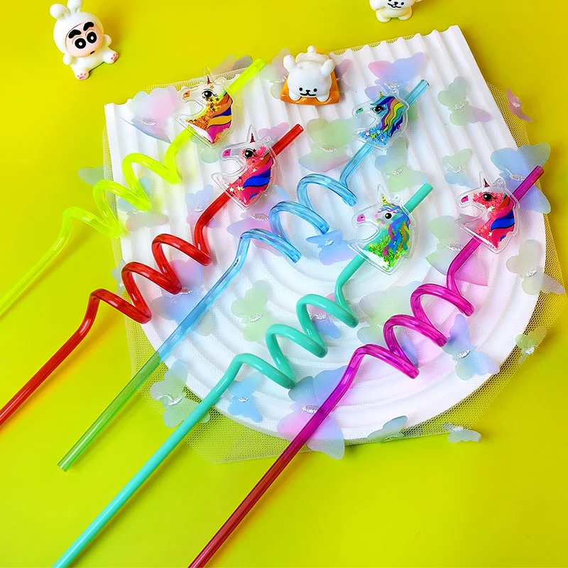 16-teiliges Einhorn-Strohhalm-Set: Wiederverwendbare Plastikstrohhalme, perfekt für Geburtstagsfeiern, Partygeschenke und hawaiianisch inspirierte Partydekorationen.
