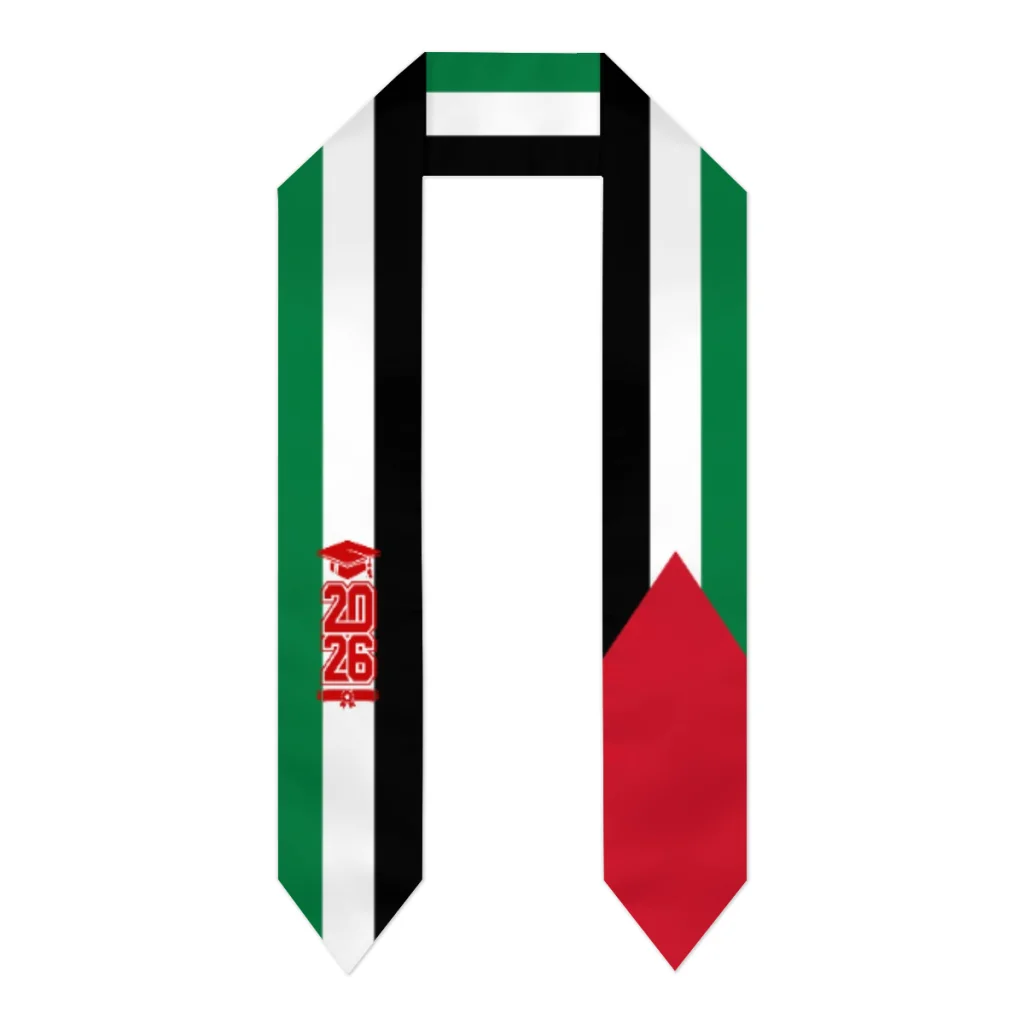 

Class of 2026 Palestine Flag Scarf Graduation Sash Stole International Study Abroad Adult Unisex Party Accessory Top Print