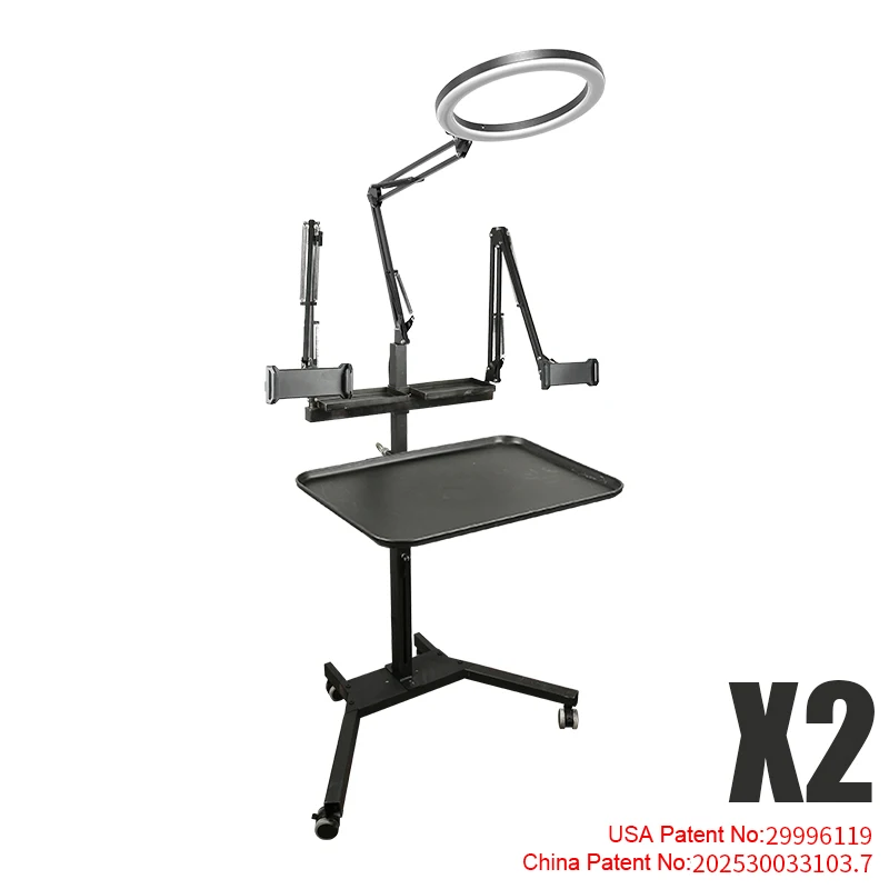TAIDU Tattoo Werkstation Met Opvouwbare Mobiele LED-lamp 60W Telefoonhouder Tattoo Tray Tafel Met Nagellamp Tattoo Werkwagen