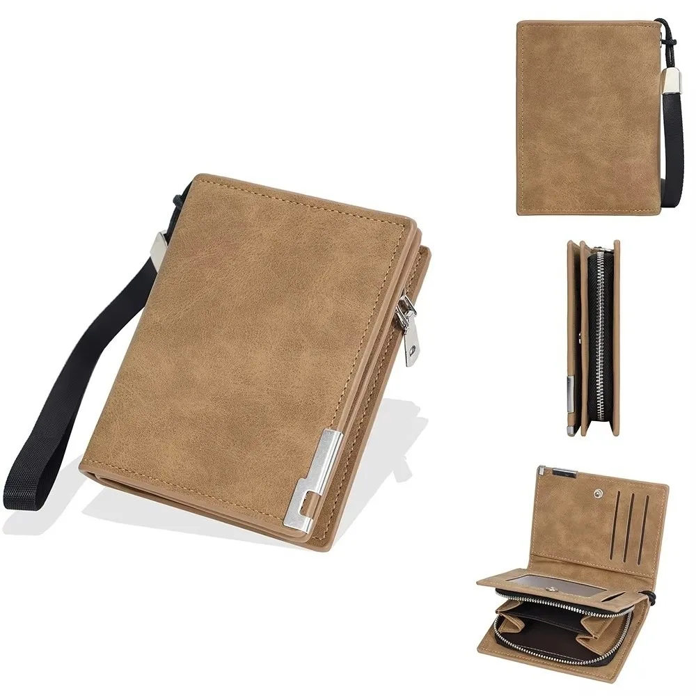 Simple PU Men Wallets High Quality Zipper Card Female Coin Purse Large Capacity Photo Holder Card Clips Wallet Business Wallet