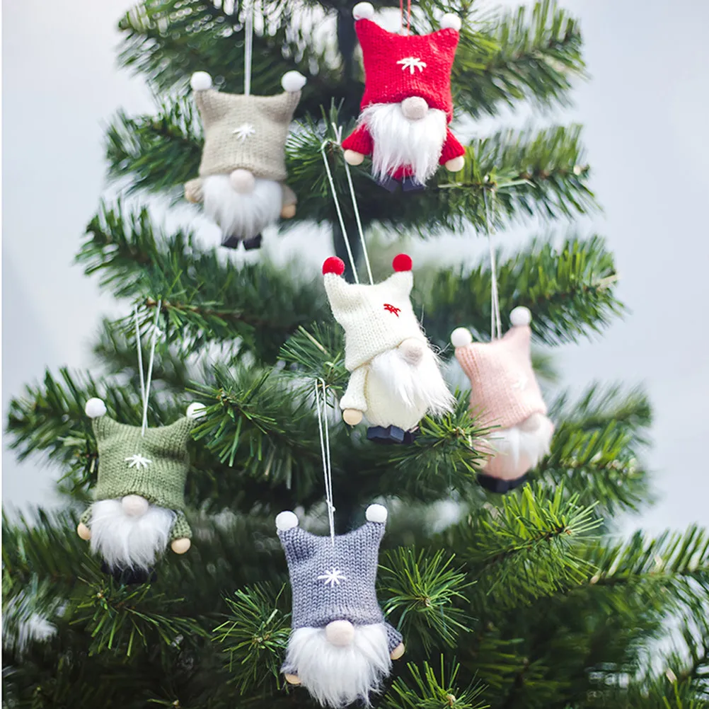 6Pcs No Face Wool Christmas Hanging Ornament Home Decoration Party Supplies Unique Design Safe Random Color