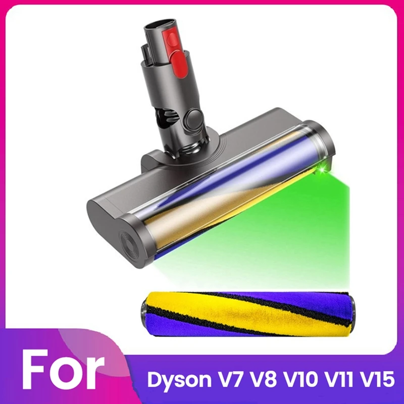 A44F-رولر فرشاة رئيس استبدال ل دايسون V7 V8 V10 V11 V15 أجزاء المكنسة الكهربائية الأرضية الصلبة مع ضوء الغبار الأخضر