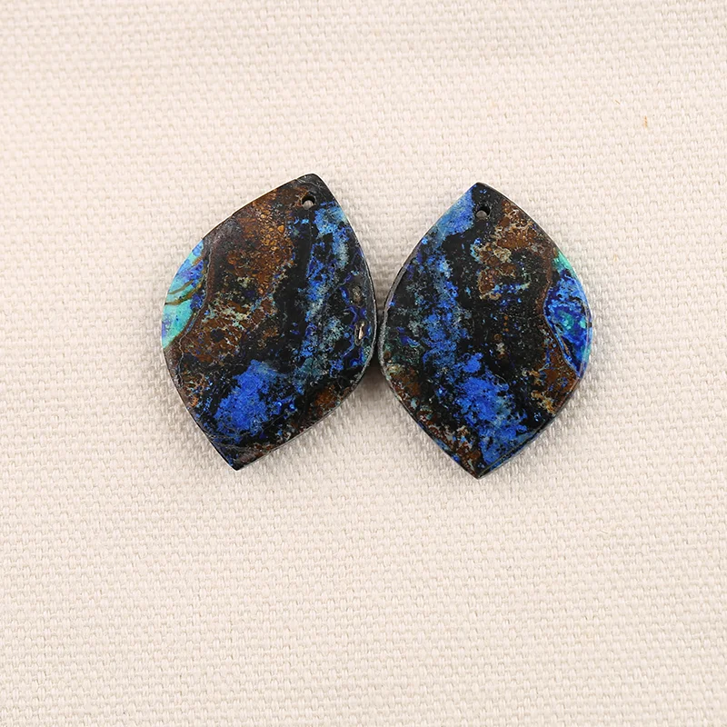 

AAA+Quality Handmade Natural Stone Chrysocolla Butterfly Wing Trapezoid Earring Bead DIY Making Jewelry Finding 25×21×2mm 5.6g