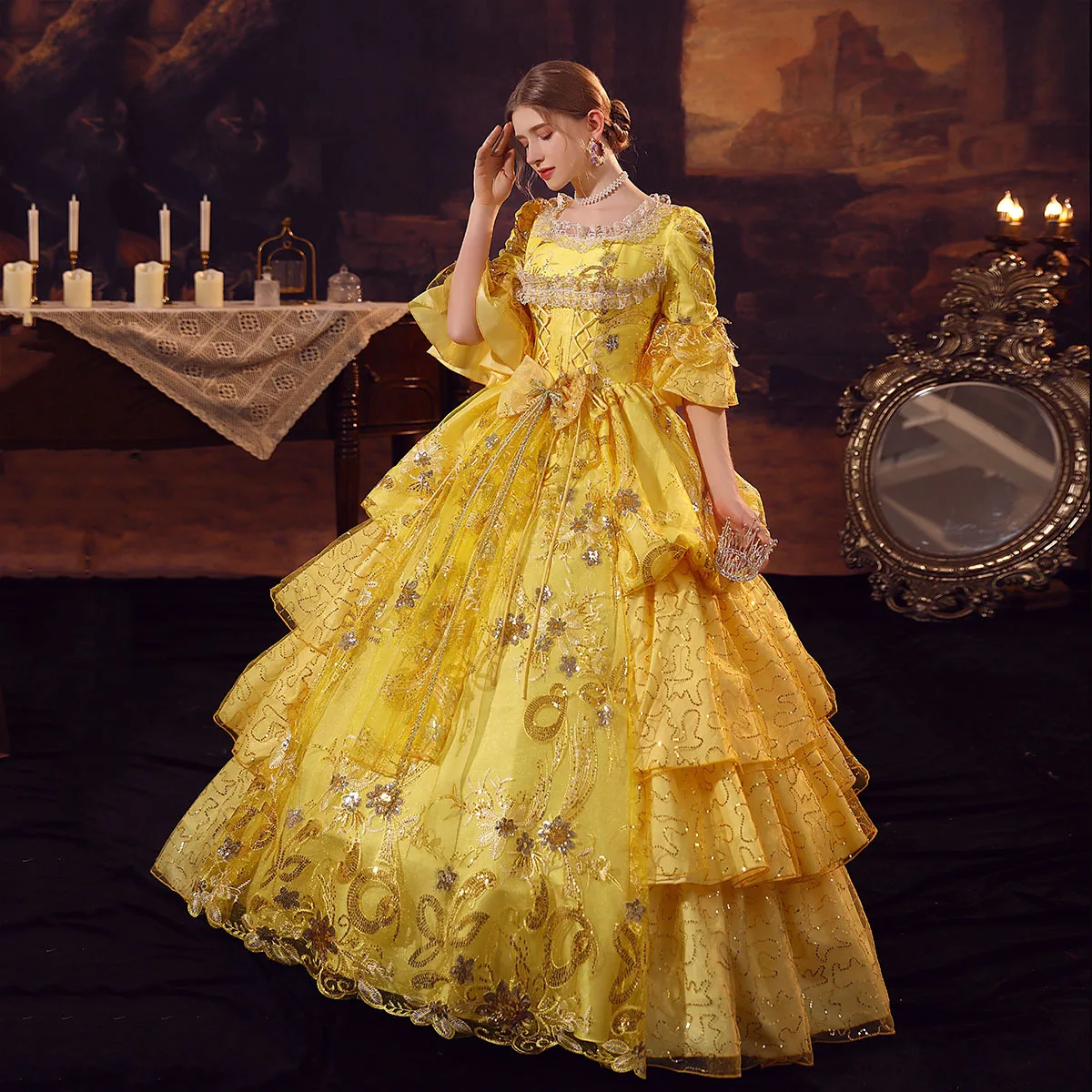 European Style Palace Oil Painting Portrait Princess Skirt Studio Annual Meeting Fairy Tale Puffy Skirt Drama Halloween Party