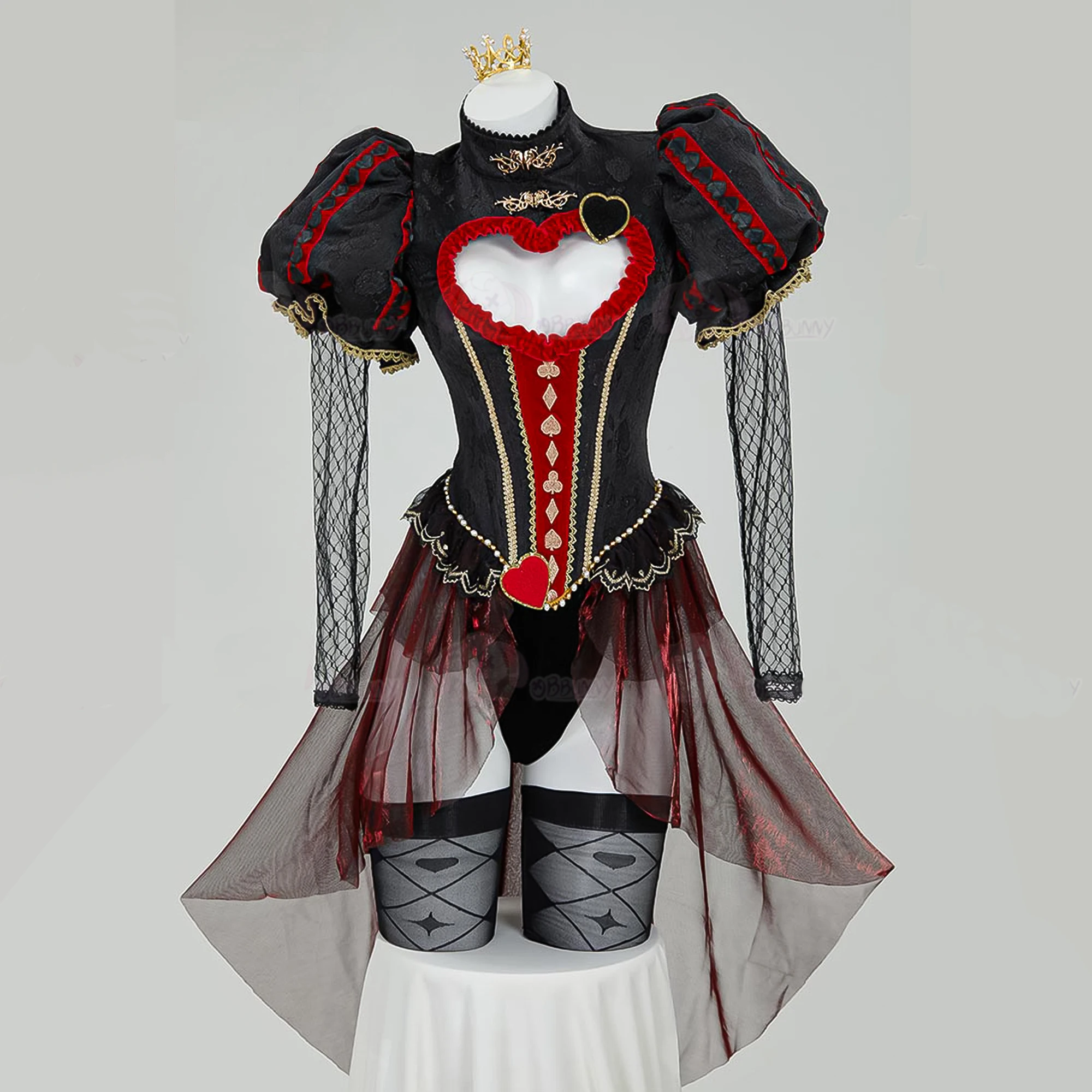 

Halloween Witch Alice In Wonderland Cosplay Dress Queen of Hearts Costume Women Sexy Bodysuit Gloves Socks Suit Carnival Clothes