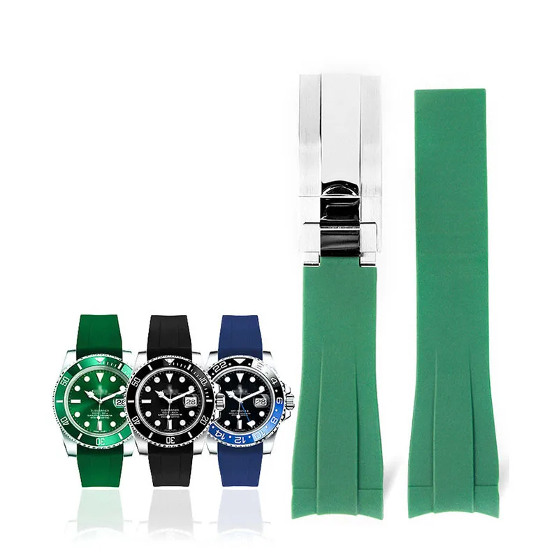 

Rubber Watchband for Rolex Submariner DAYTONA GMT Yacht-Master 20mm 21mm Silicone Strap Black Watch Band Bracelet