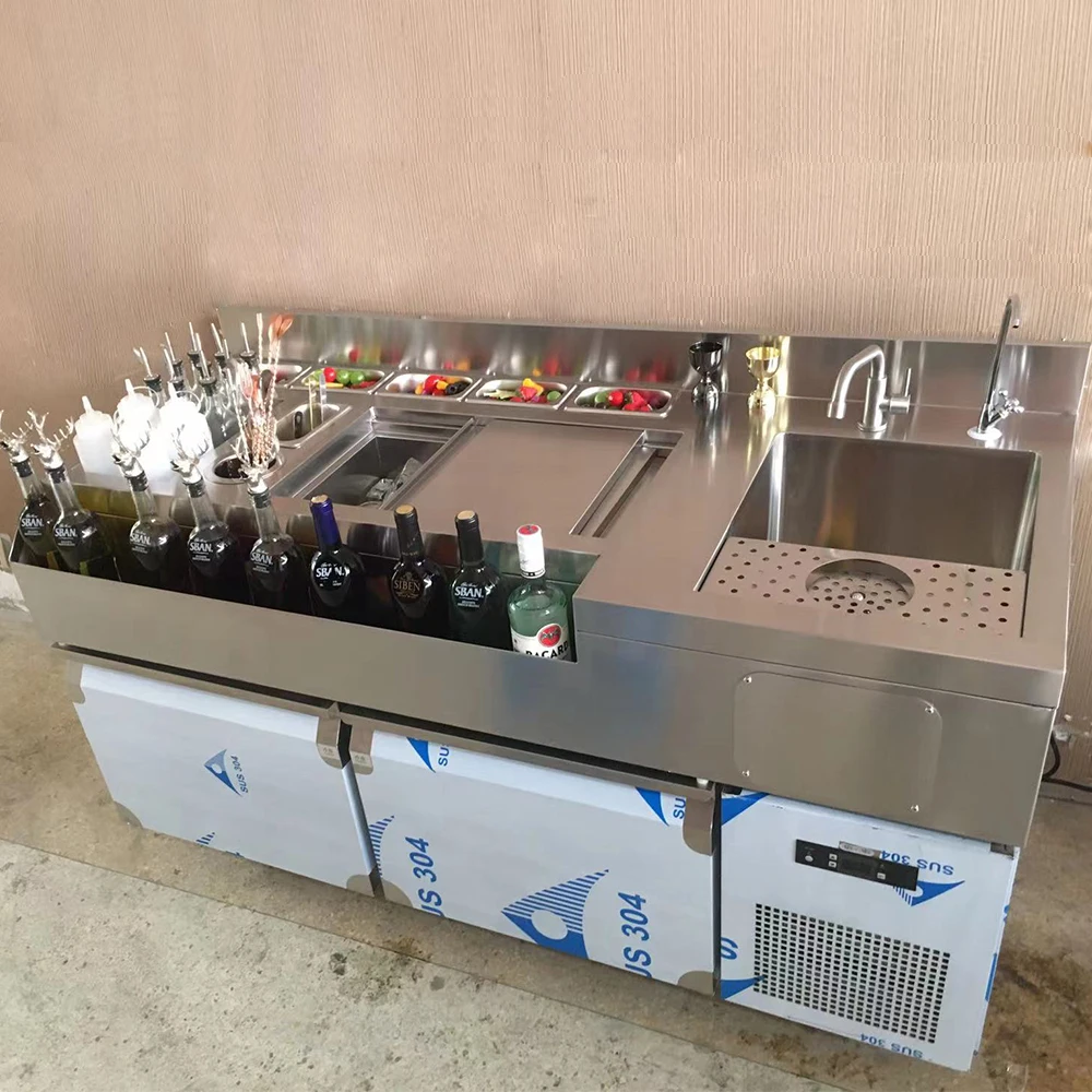 Stainless Steel Cocktail Station  Bar Station Bartender Console for Commercial Bar