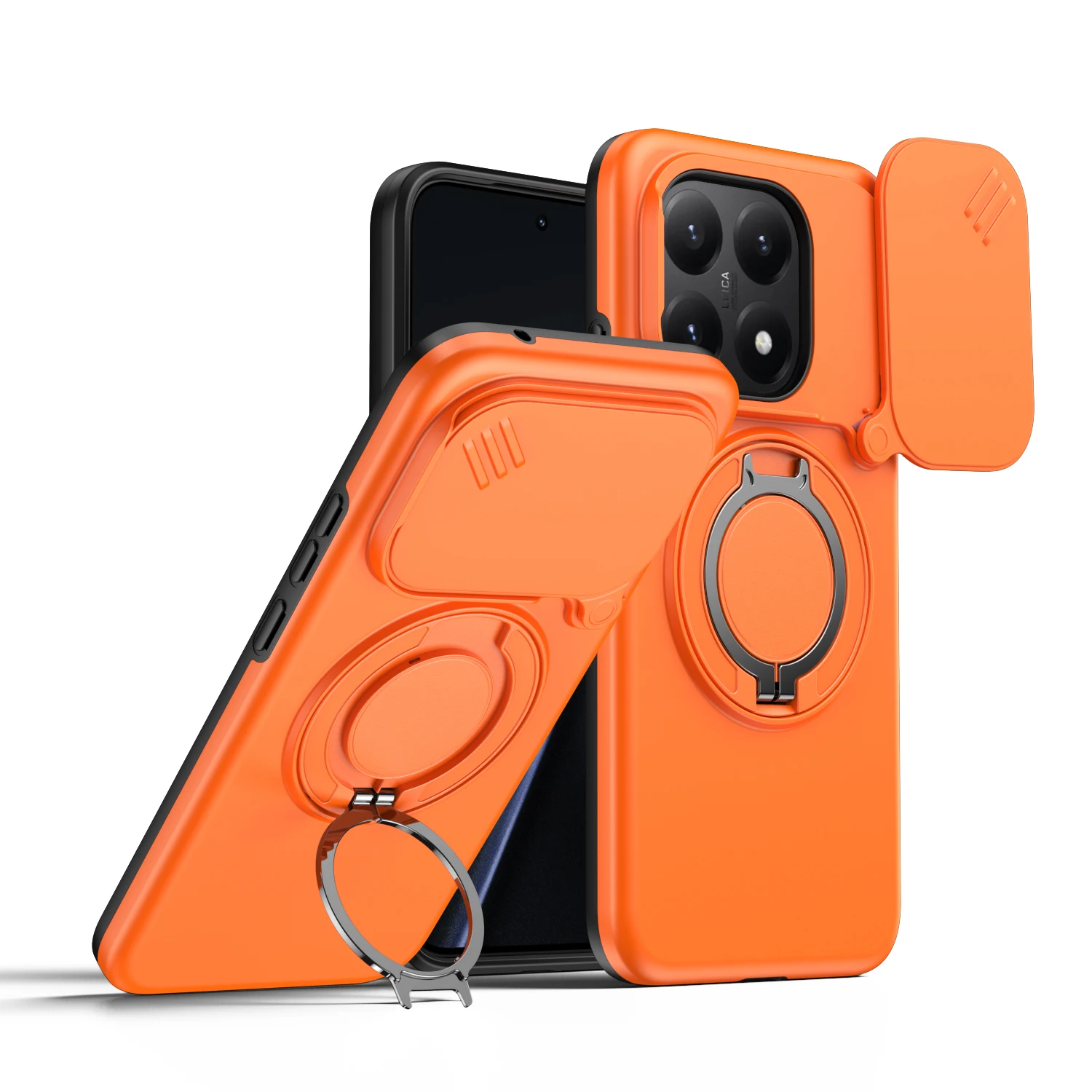 Magnetic Ring Stand Phone Case For Xiaomi 15T 15T Pro Slide Camera Lens Protection TPU Frame Plastic Back Cover