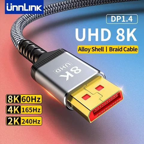 Unnlink DisplayPort Cable DP 1.4 8K 60Hz 4K 165Hz Braid High Speed…