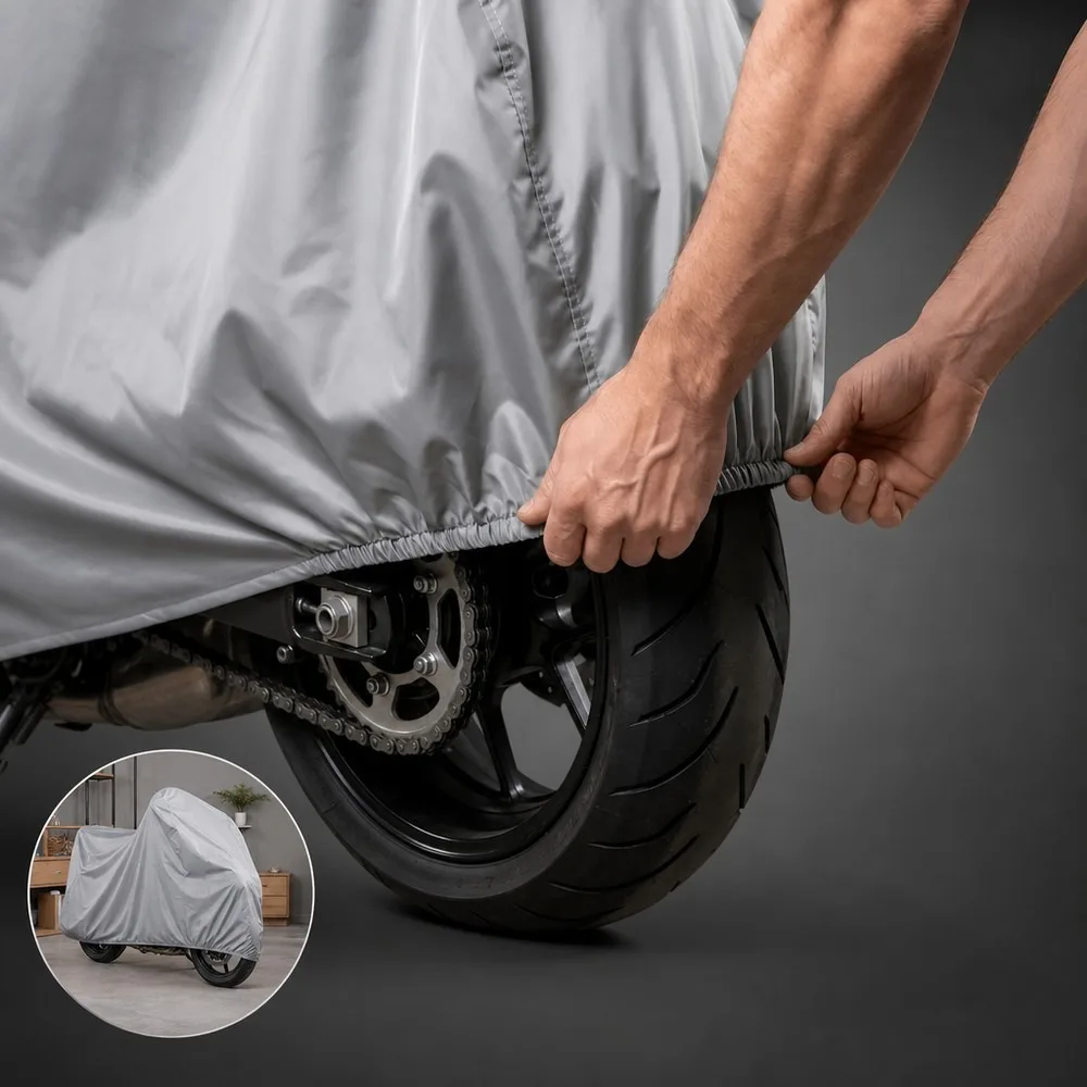 Waterproof Motorcycle Cover Outdoor All-Weather Rain Sun Dust Scratch Protection for Motorbike Storage Universal Fit for