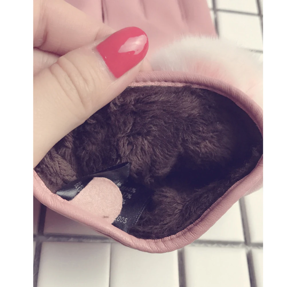 

1pcs Warm Fleece Gloves Pink Winter Women Breathable Thicken Design Elastic Outdoor Riding Keep Warm Lovely