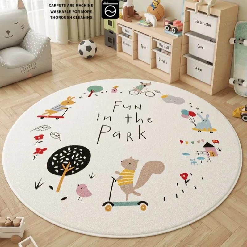 Carpet Cartoon Rabbits Printed Fluffy Large Area Round Children Bedroom Living Room Rug Home Decoration Cute Cloakroom Mat
