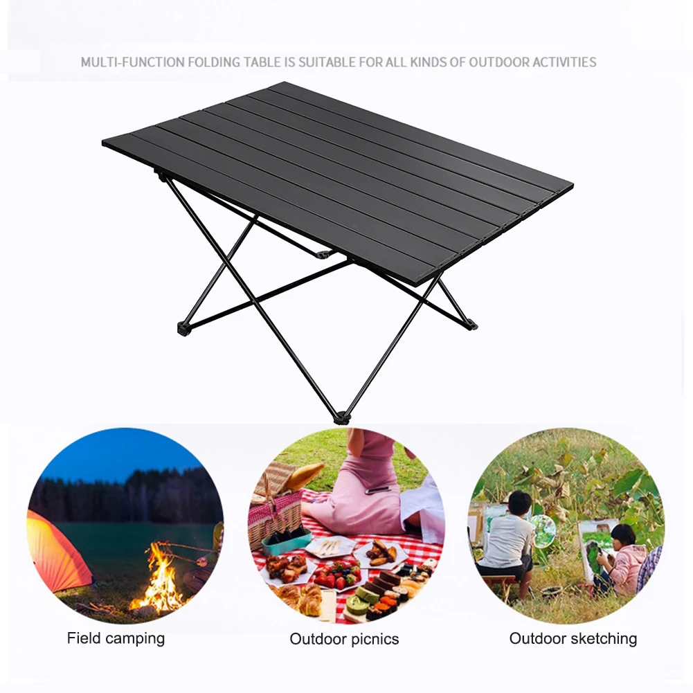 Camping Folding Table BBQ Folding Table Multifunction for Outdoor (Black)