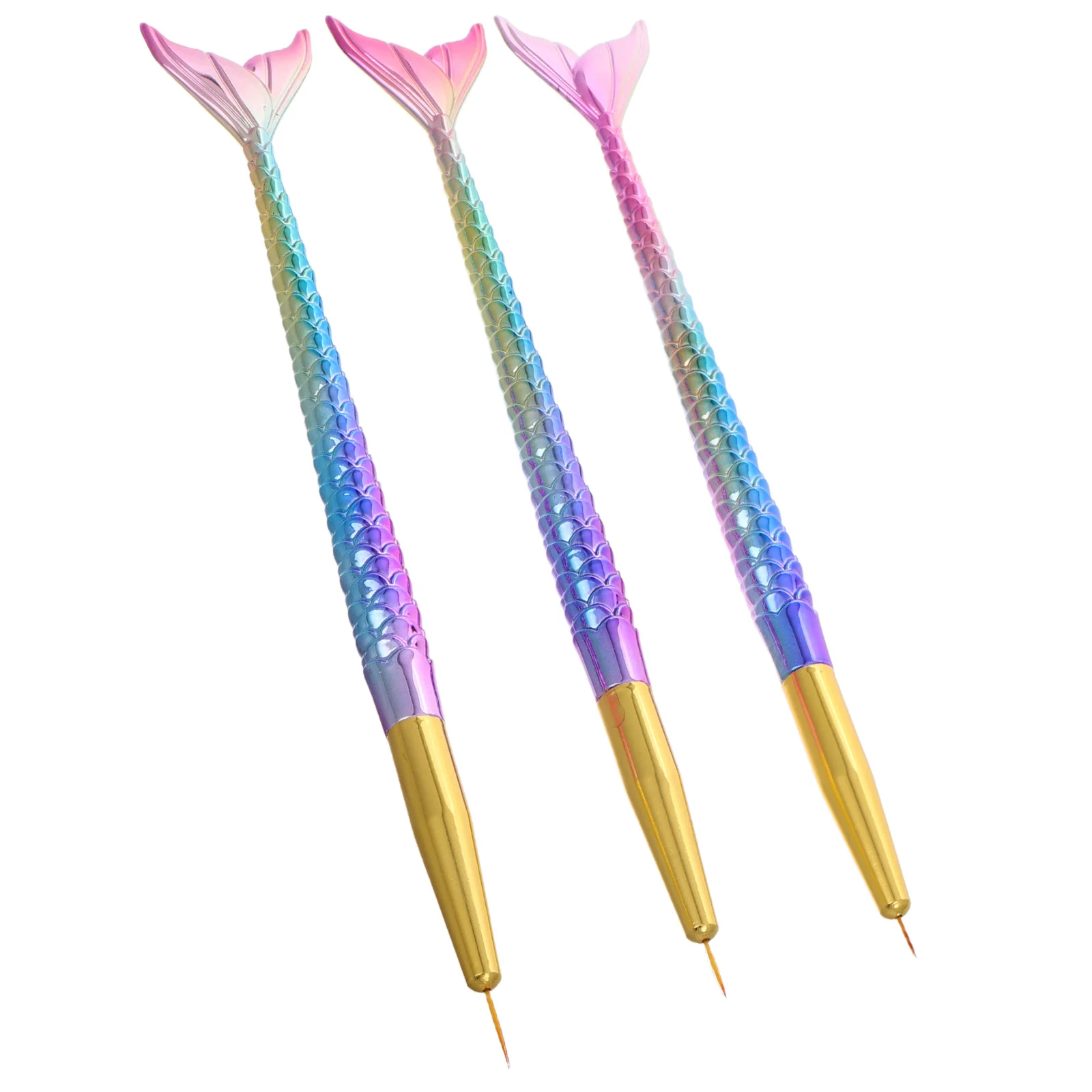 3 قطعة أدوات حورية البحر خط مجموعة أقلام التدرج تصميم قابلة لإعادة الاستخدام مسمار الفن فرش ل هلام الاكريليك بطانة التنقيط أداة مسمار الفن لوازم #2