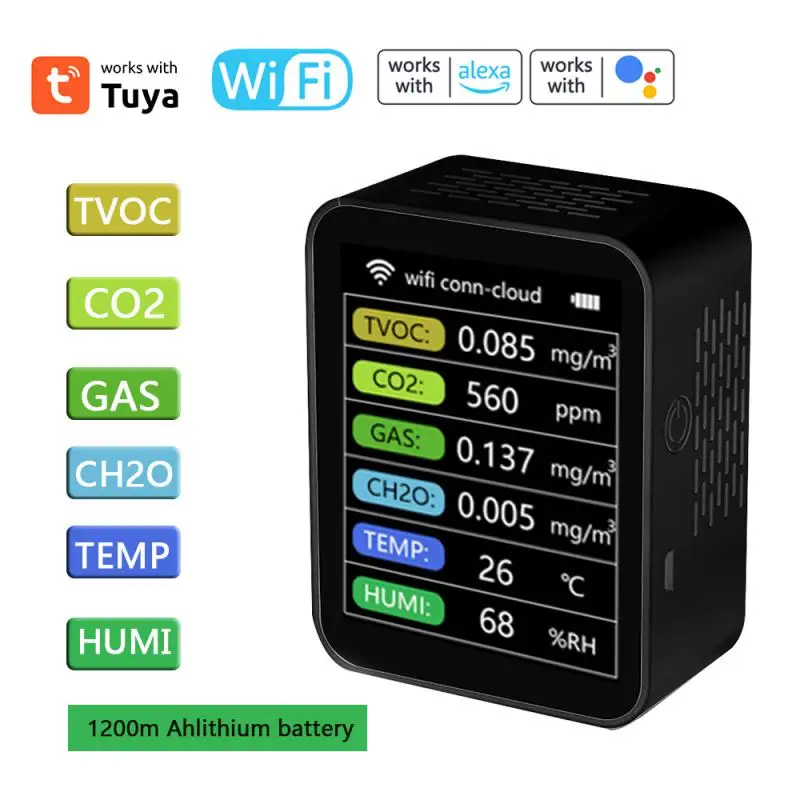 Luftqualität detektor hcho tvoc co co2 tragbar pm10 6 in 1 multifunktion ale Home Air Quality Tester Gas detektor LCD-Anzeige