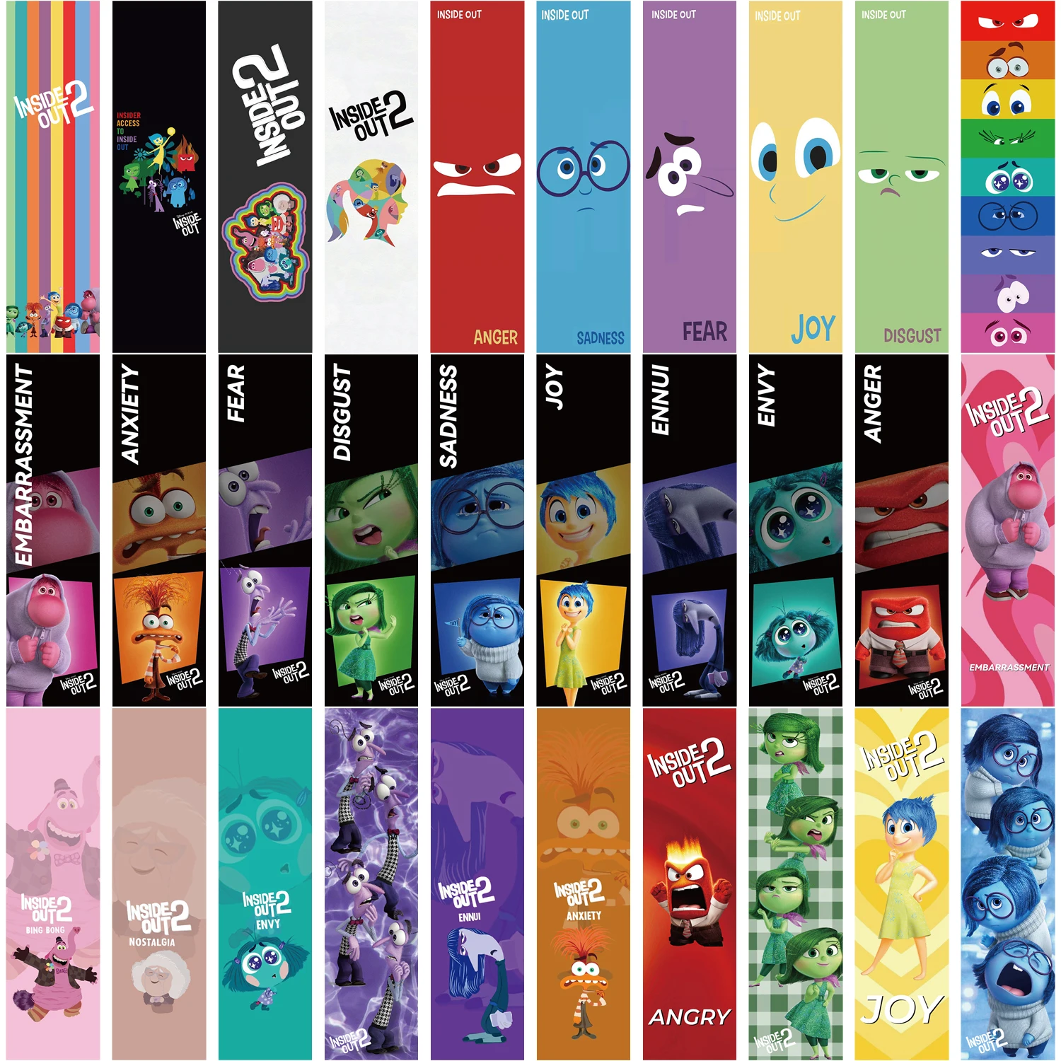 30pcs Disney Inside Out Bookmark Cute Cartoon Toy Book Marks Reading Supply Fans Collection Gifts School Stationery Supplies