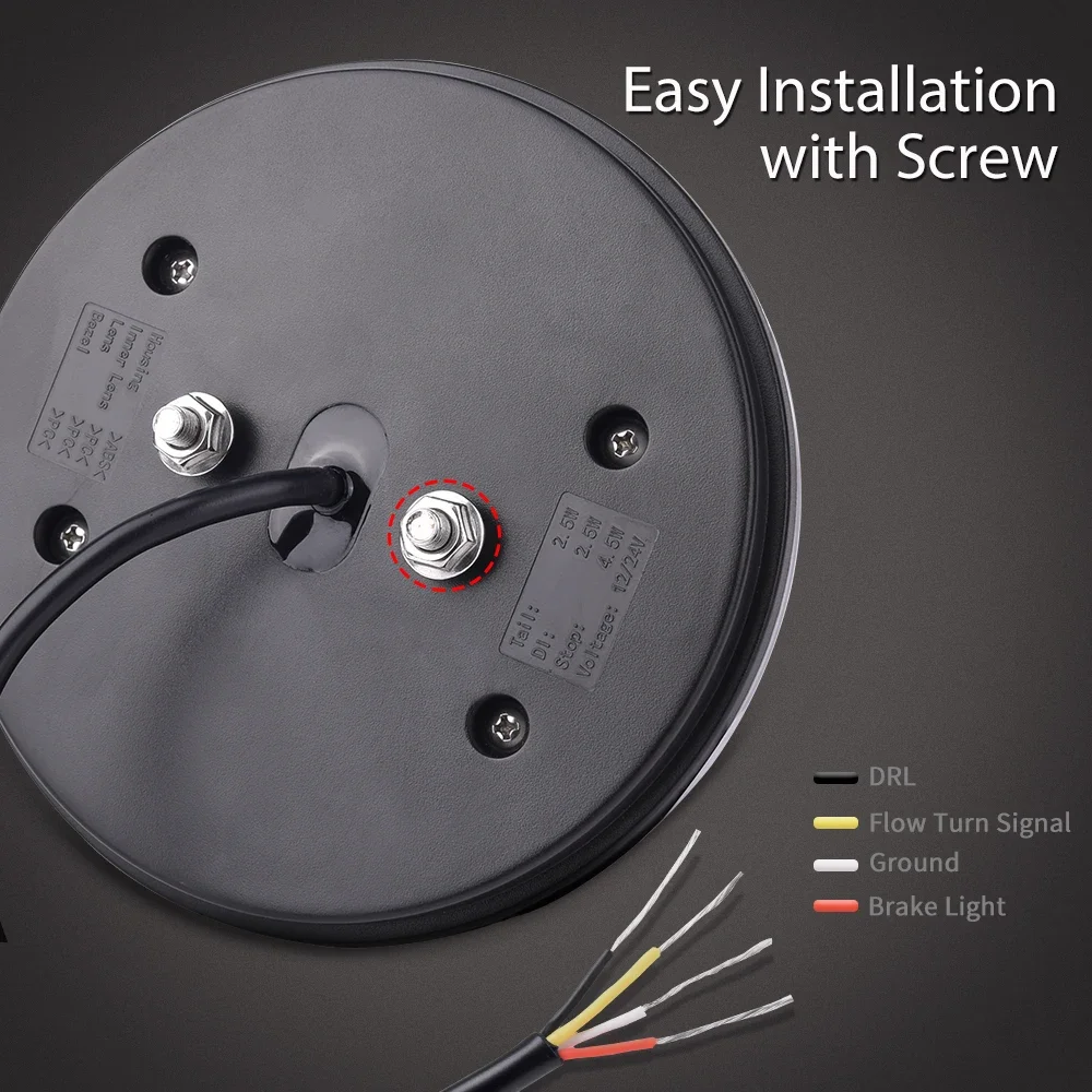 MICTUNING 2 قطعة أضواء مقطورة LED مستديرة 12-24 فولت ضوء الفرامل الأحمر العنبر بدوره إشارة ، DRL والتدفق المتسلسل للشاحنات والحافلات والمركبات الترفيهية