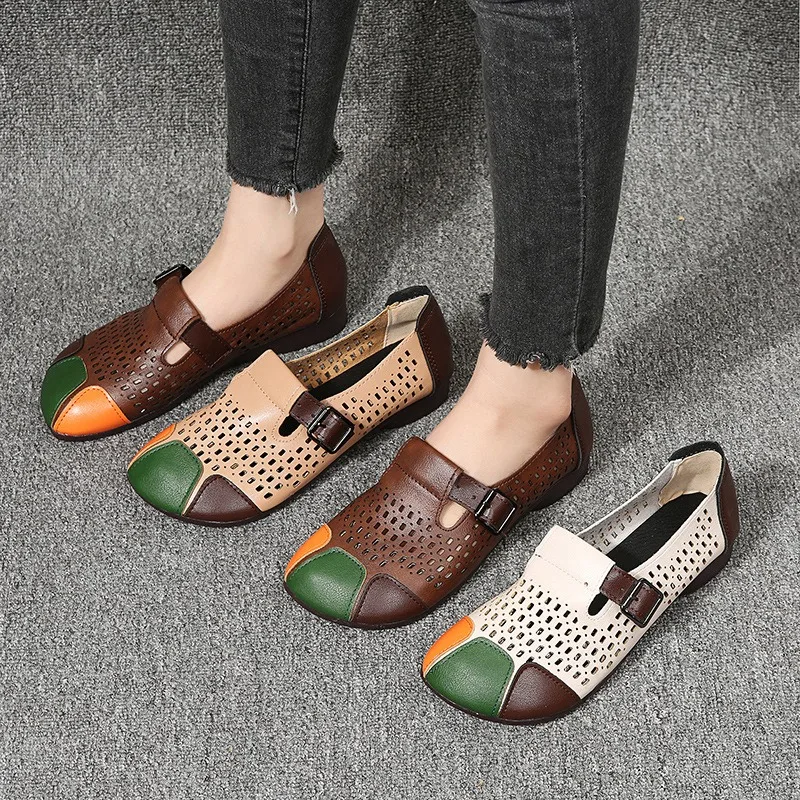 

Women's Apartment Simple Flat Shoes Summer Fashion Hollow Breathable Soft Soles Women's Shoes Casual Ballet Sliding Sneakers