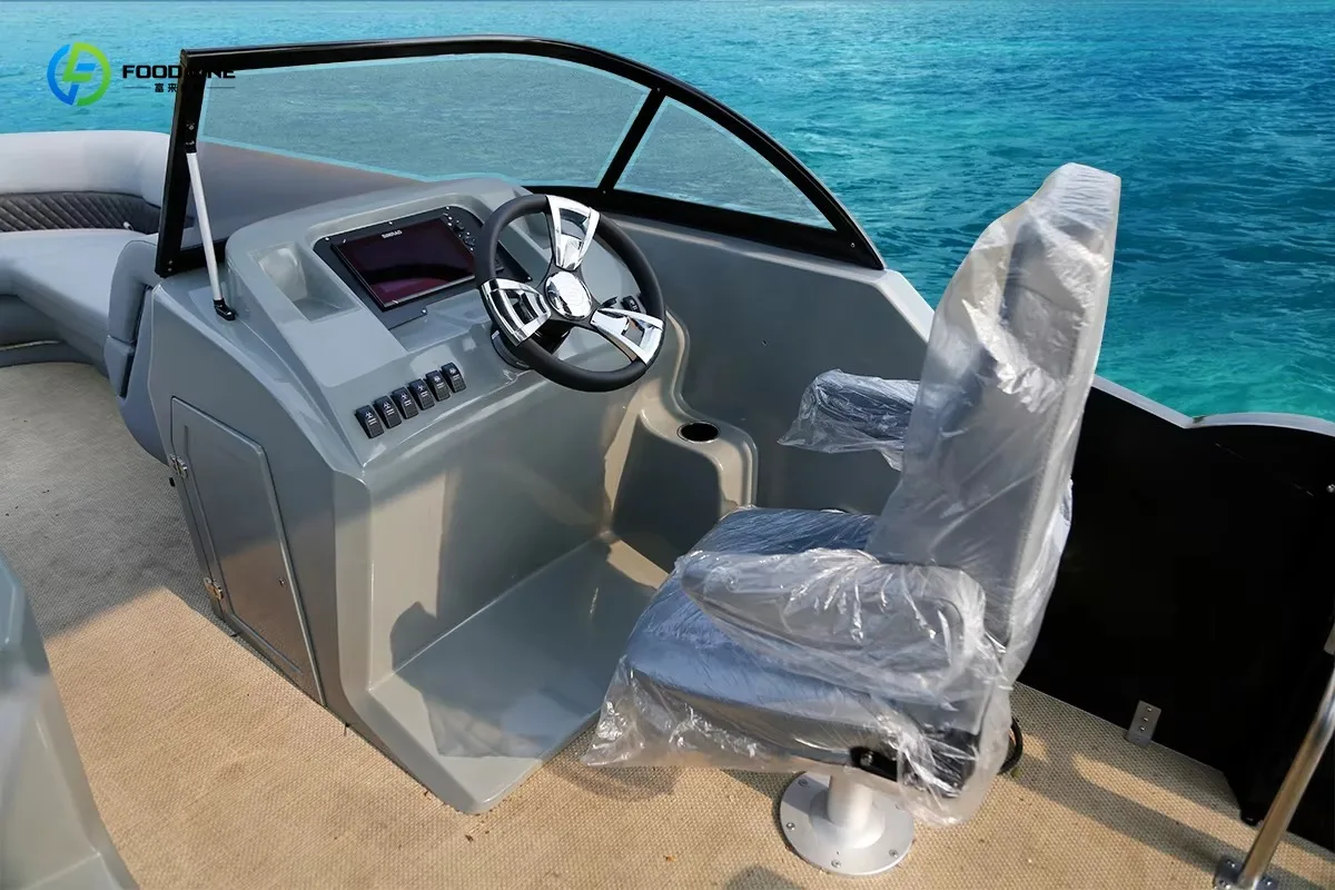 Spacious Pontoon Leisure Boat Family Cruising Water Sports Resort Optional Motor Trailer Sale Factory Direct Accept Custom