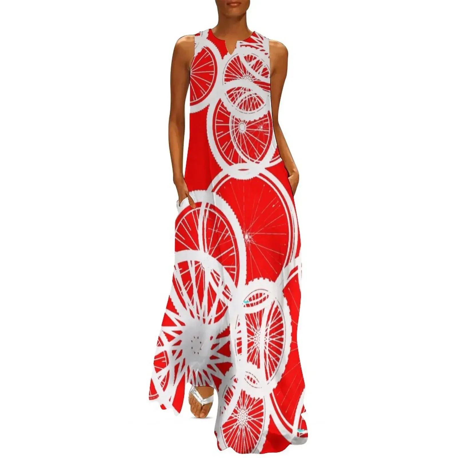 

Wheels on red Long Dress women's luxury party dress Dress for girls Female