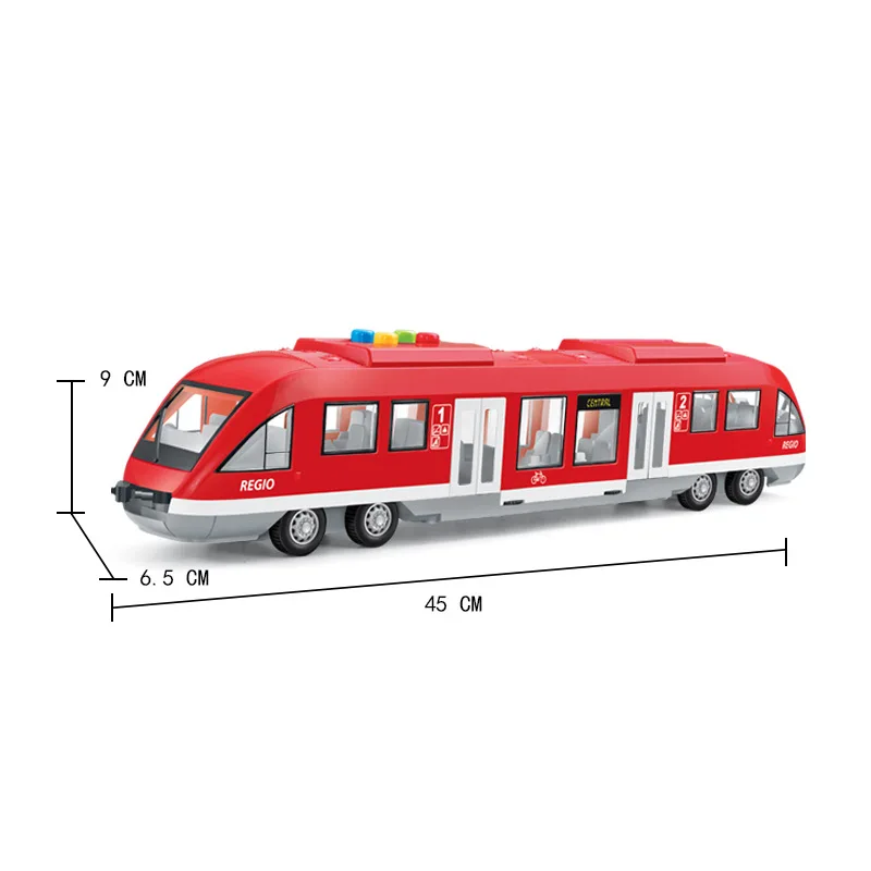 45Cm Super Grote High-Speed Rail Trein Speelgoed Auto Kinderen Simulatie Geluid En Licht Trein Model Grote pull Back Metro Jongen